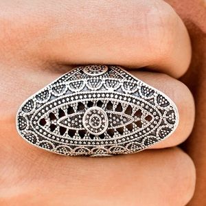 Tribal And Tribulation Silver Stretchy Band Ring